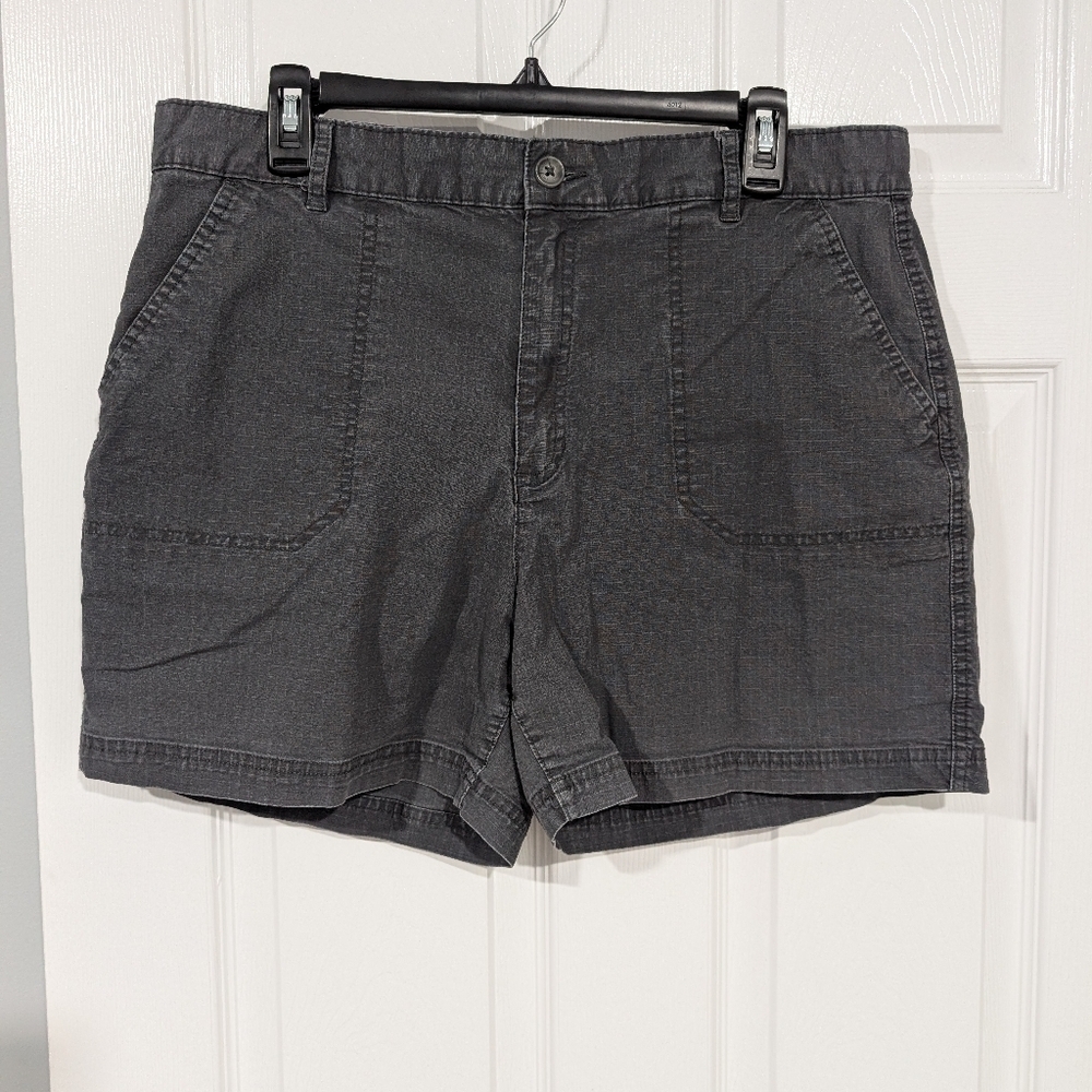 Eddie Bauer Dark Gray Ripstop Casual Shorts in Size 14